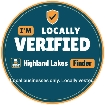I'm Locally Verified sticker (round, Highland Lakes Finder)